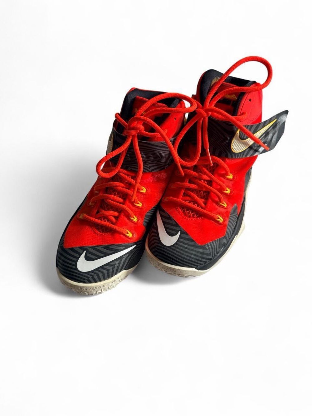 Nike LeBron High Top Basketball Shoes Orange Black Youth 7.5